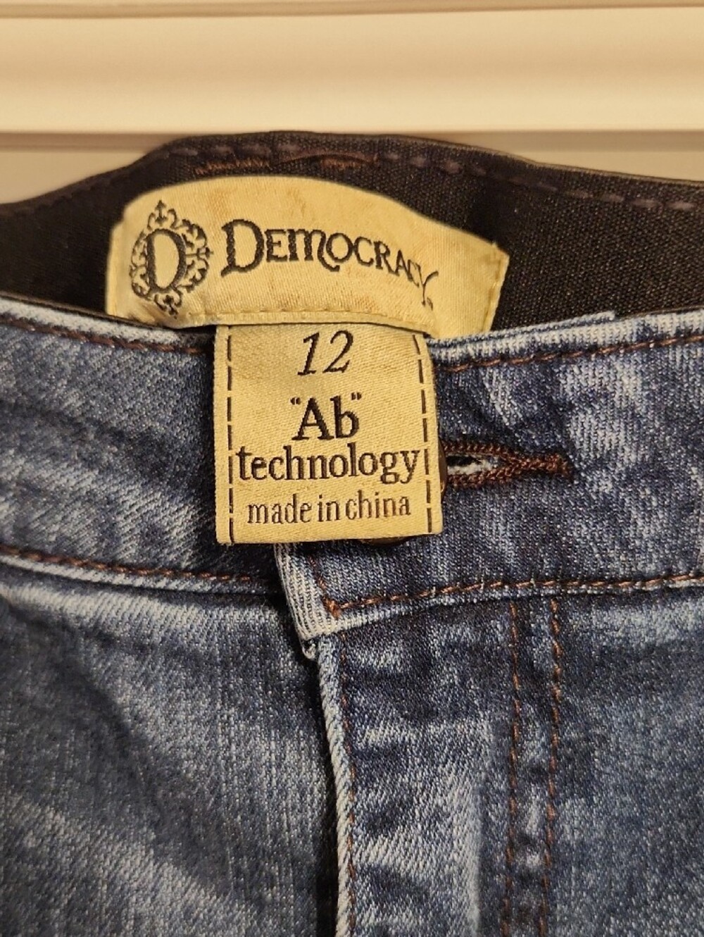 Democracy Medium Wash Flared Jeans with Raw Hem - Picture 2 of 5
